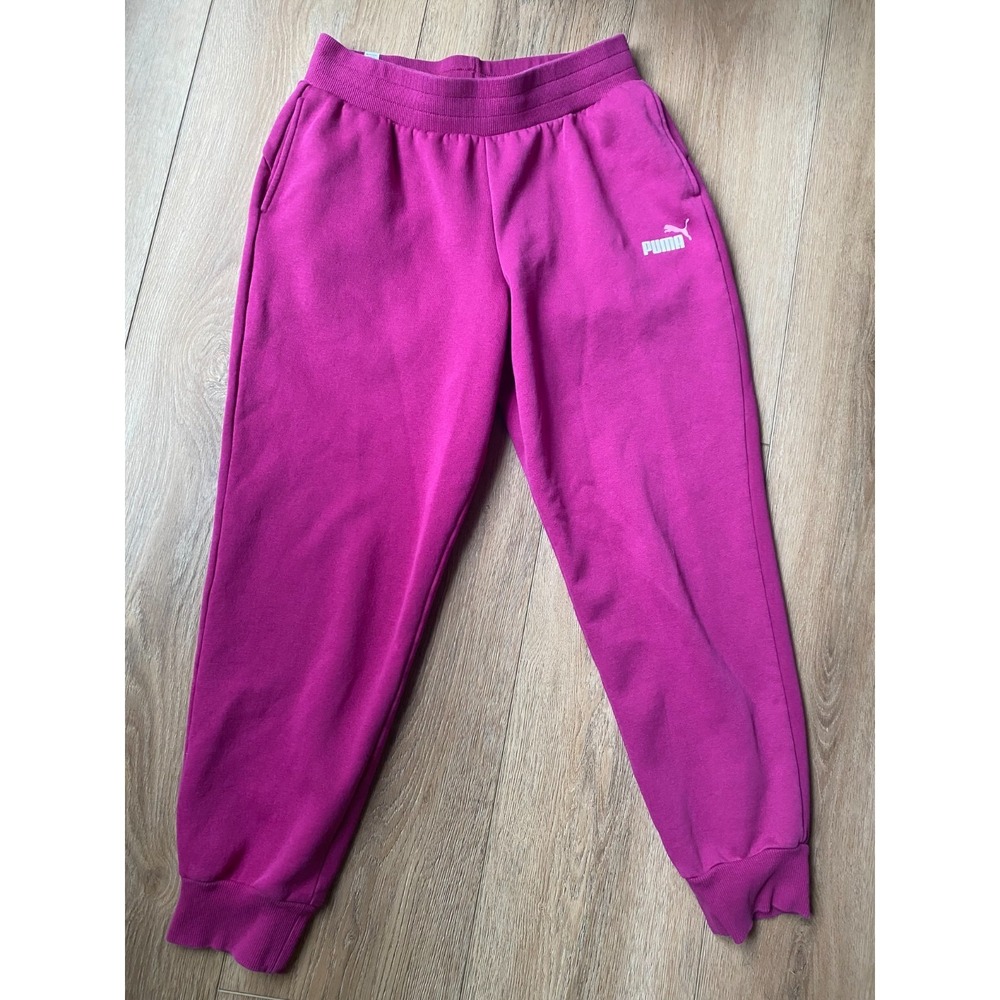 Puma Hot Pink Fleece Jogger Sweatpants Women's Small Y2K Athleisure Lounge